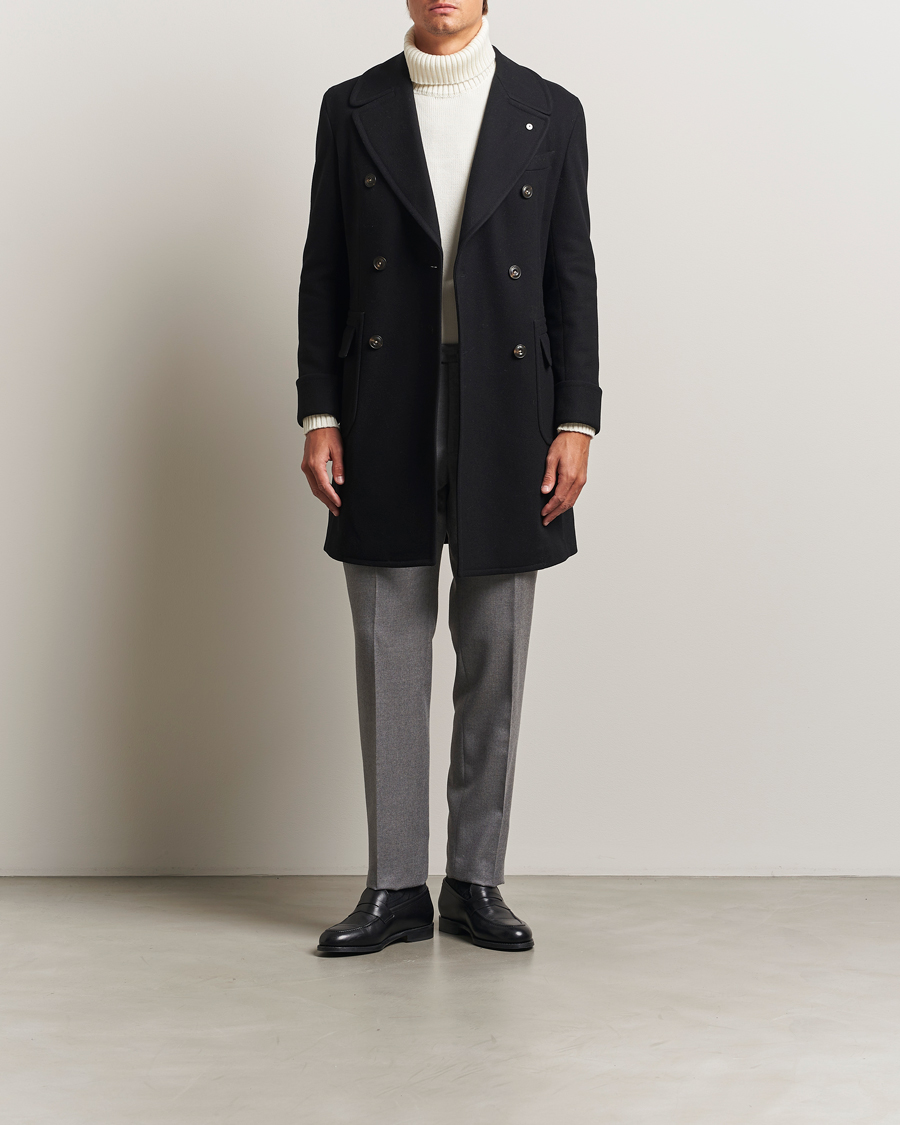 Uomini | Giacche | L.B.M. 1911 | Double Breasted Wool/Cashmere Coat Black