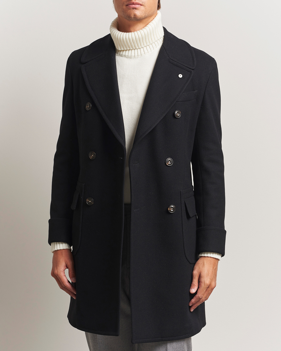 Uomini | Giacche | L.B.M. 1911 | Double Breasted Wool/Cashmere Coat Black