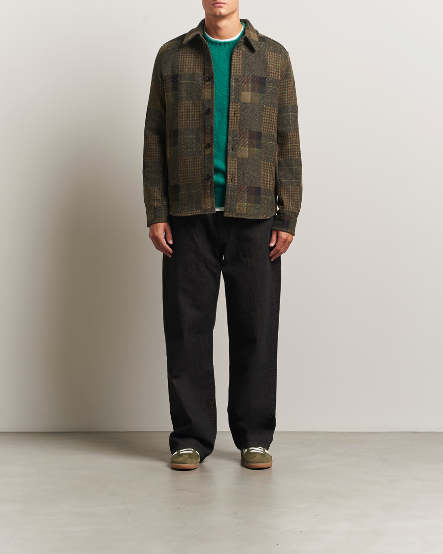 Uomini | Camicie | LES DEUX | Kody Patchwork Wool Overshirt Green