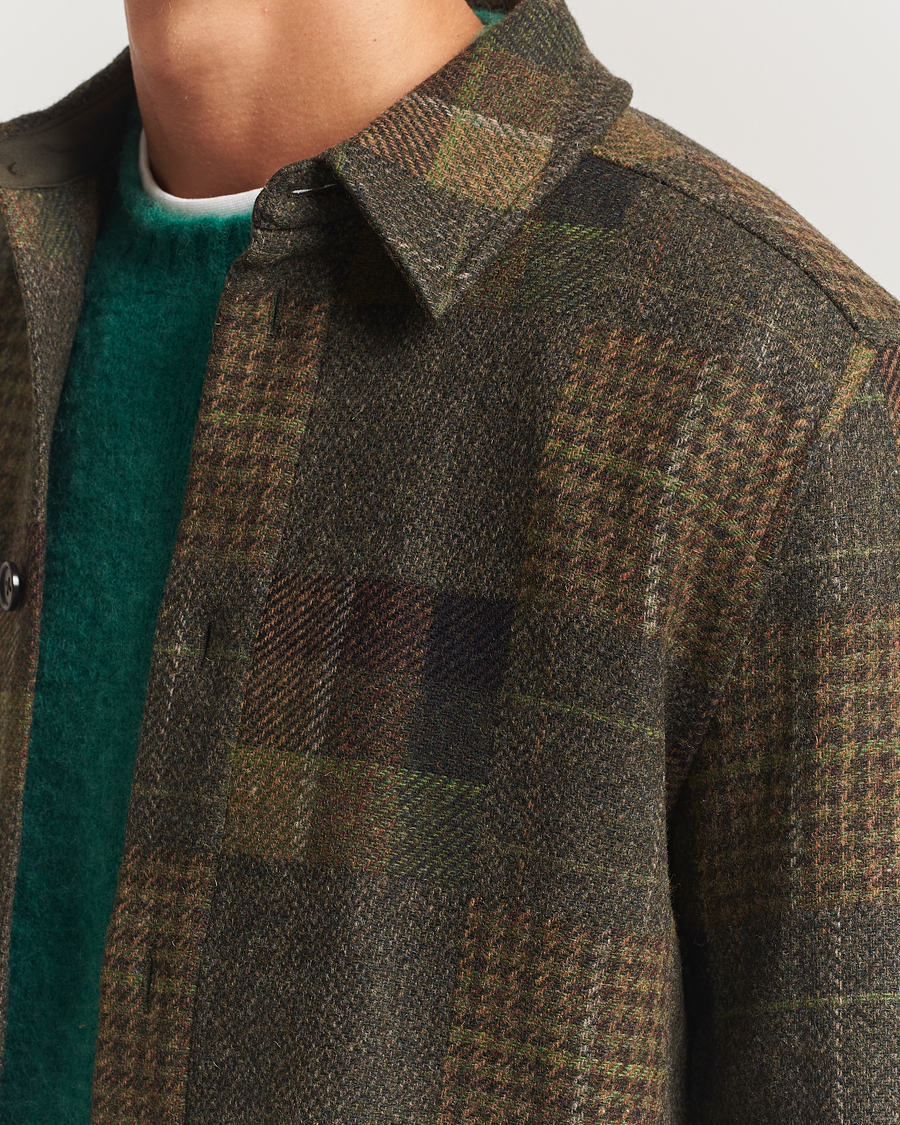 Uomini | Camicie | LES DEUX | Kody Patchwork Wool Overshirt Green
