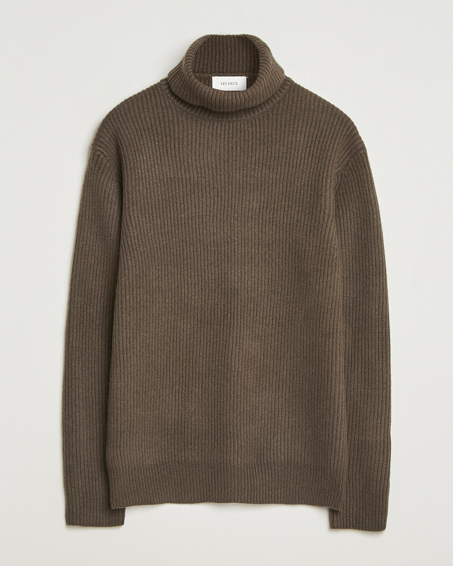 Uomini | Maglieria | LES DEUX | Eddie Wool Rib Rollneck Teak