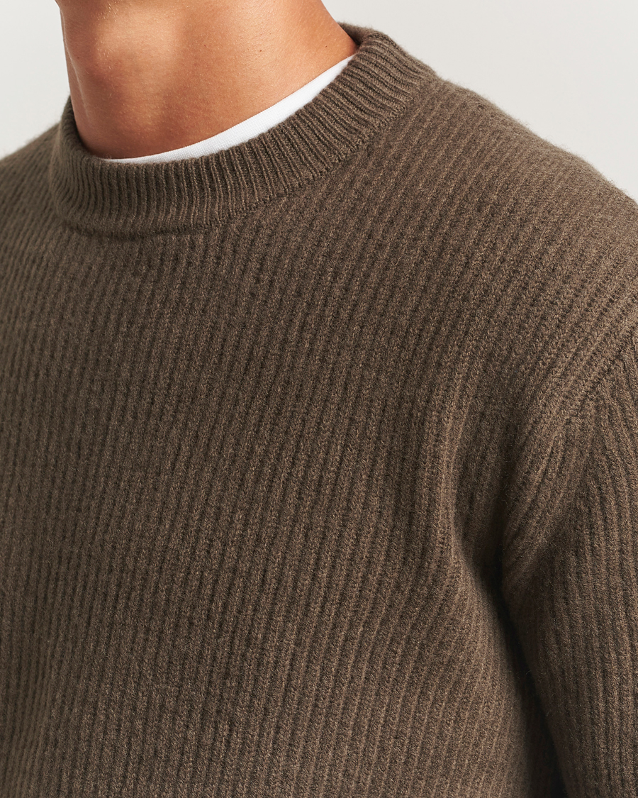 Uomini | Maglieria | LES DEUX | Eddie Wool Rib Crewneck Teak
