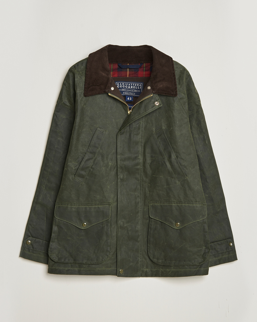 Uomini | Giacche | Manifattura Ceccarelli | Rain Caban Wax Cloth Dark Green