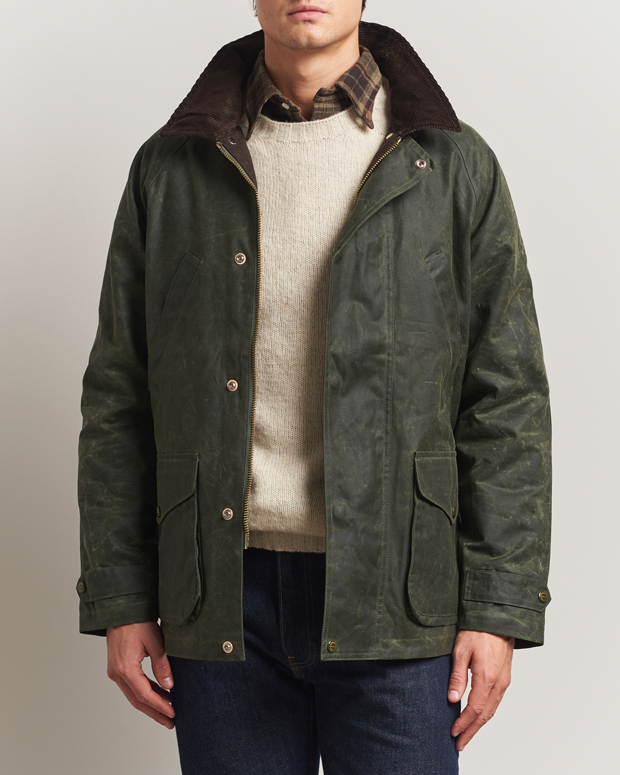 Uomini | Giacche | Manifattura Ceccarelli | Rain Caban Wax Cloth Dark Green