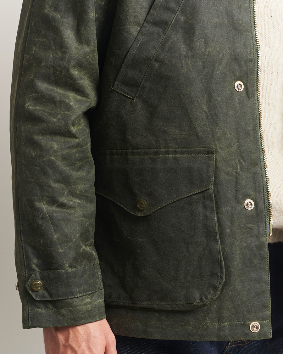 Uomini | Giacche | Manifattura Ceccarelli | Rain Caban Wax Cloth Dark Green