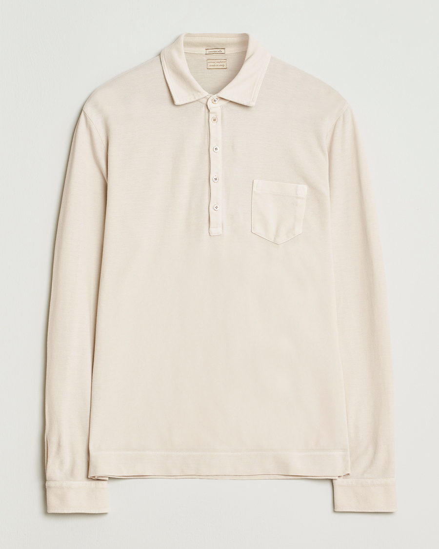 Uomini | Polo | Massimo Alba | Ischia Cotton/Cashmere Long Sleeve Polo Off White