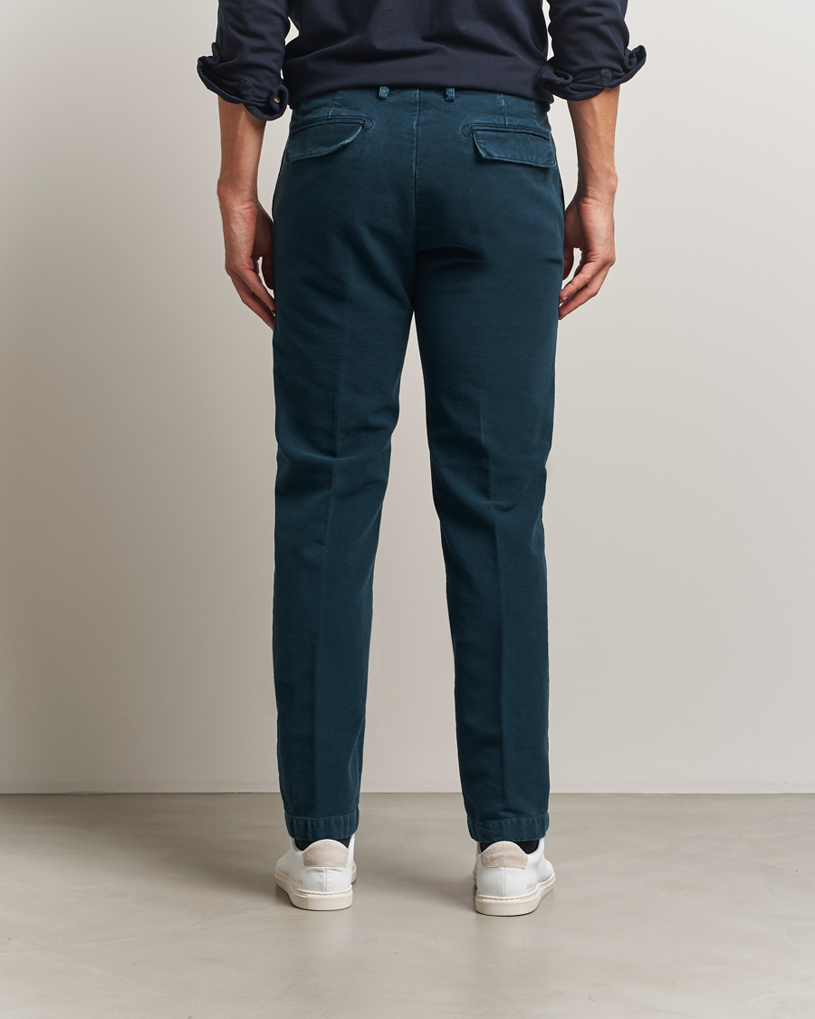 Uomini | Pantaloni | Massimo Alba | Ionio Pleated Moleskine Trousers Petrol Blue
