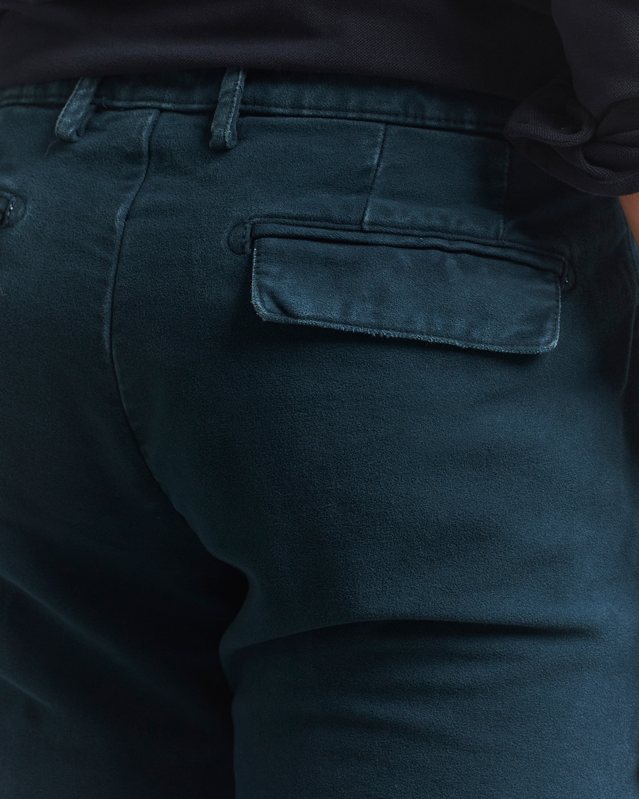 Uomini | Pantaloni | Massimo Alba | Ionio Pleated Moleskine Trousers Petrol Blue