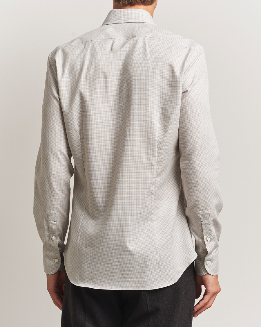 Uomini | Camicie | Mazzarelli | Soft Flannel Button Down Shirt Beige