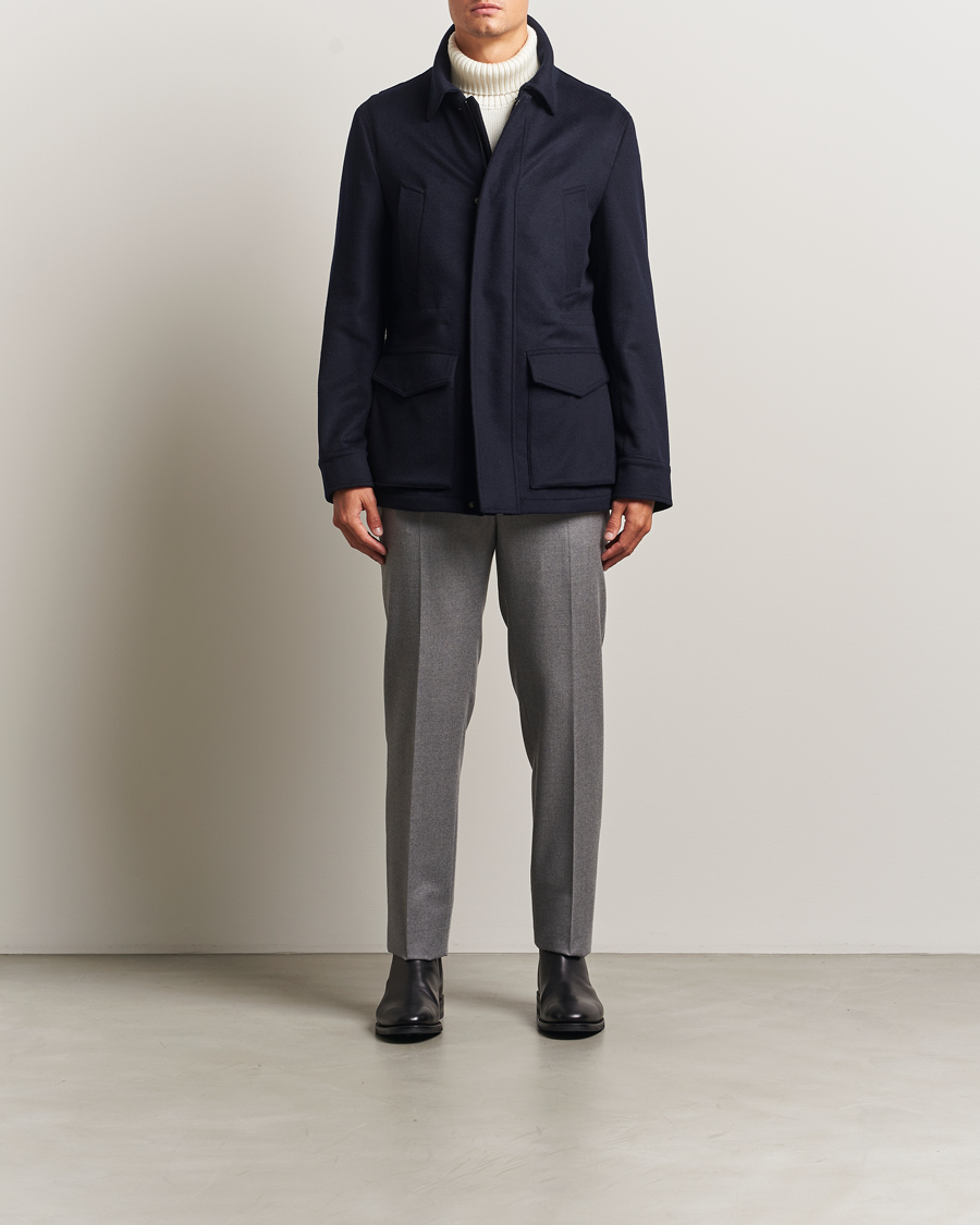 Uomini | Giacche | Oscar Jacobson | Traveler Wool Jacket Navy