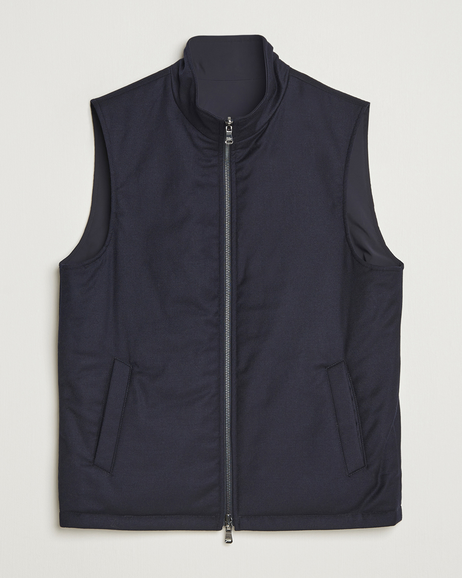 Uomini | Giacche | Oscar Jacobson | Nylon/Wool Reversible Vest Navy