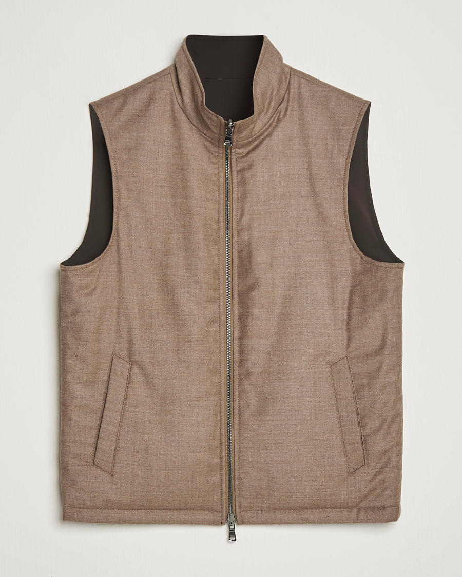 Uomini | Giacche | Oscar Jacobson | Nylon/Wool Reversible Vest Brown