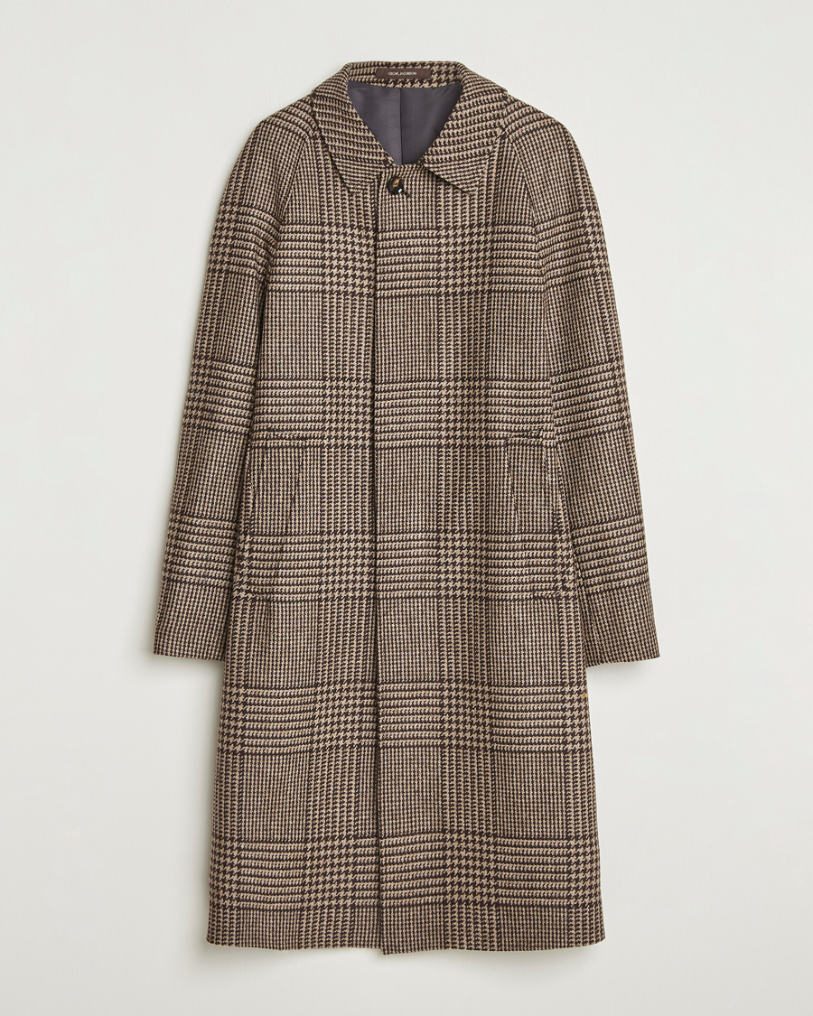 Uomini | Giacche | Oscar Jacobson | Raglan Check Wool Coat Brown