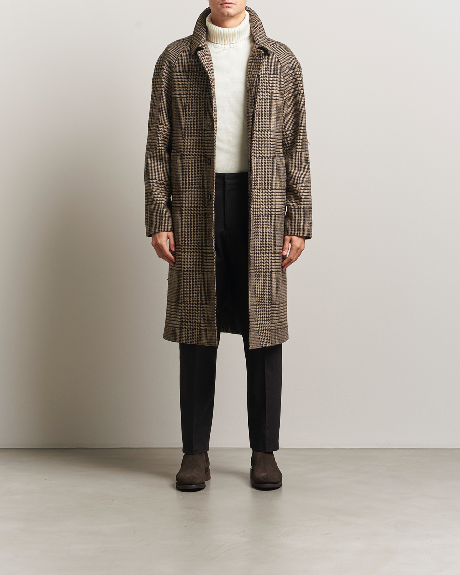 Uomini | Giacche | Oscar Jacobson | Raglan Check Wool Coat Brown