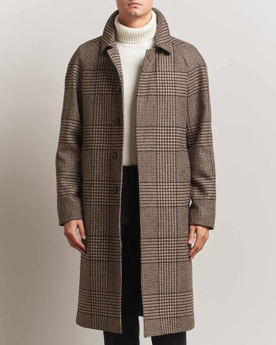 Uomini | Giacche | Oscar Jacobson | Raglan Check Wool Coat Brown