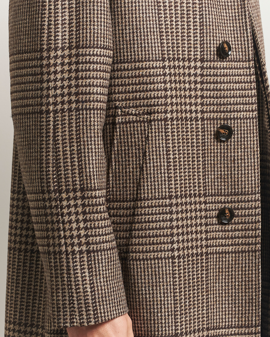 Uomini | Giacche | Oscar Jacobson | Raglan Check Wool Coat Brown