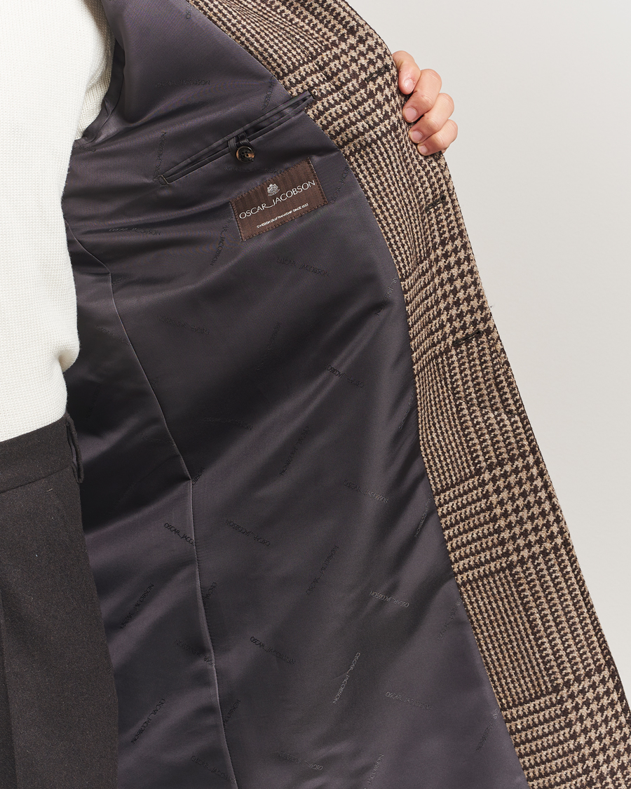 Uomini | Giacche | Oscar Jacobson | Raglan Check Wool Coat Brown