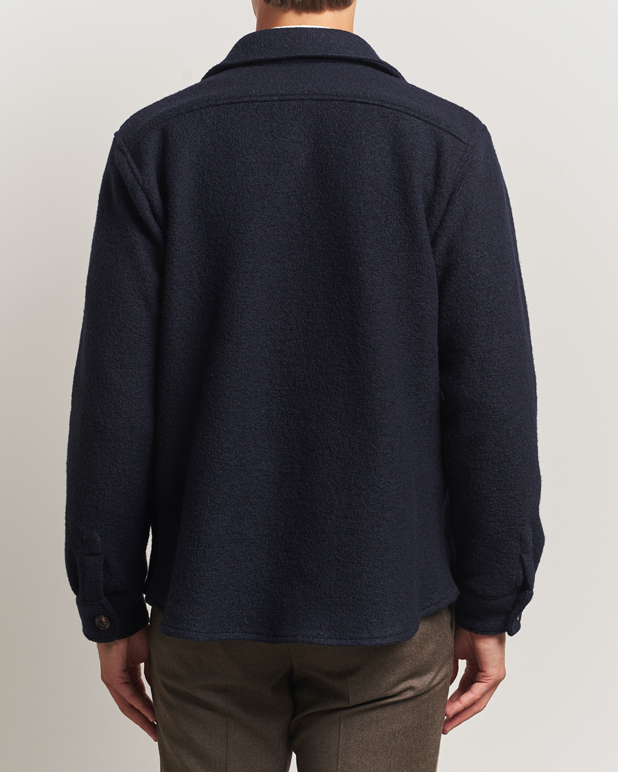 Uomini | Giacche | Oscar Jacobson | Maverick Boiled Wool Shirt Jacket Navy