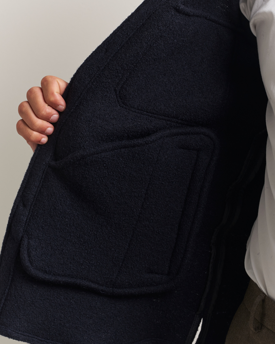 Uomini | Giacche | Oscar Jacobson | Maverick Boiled Wool Shirt Jacket Navy