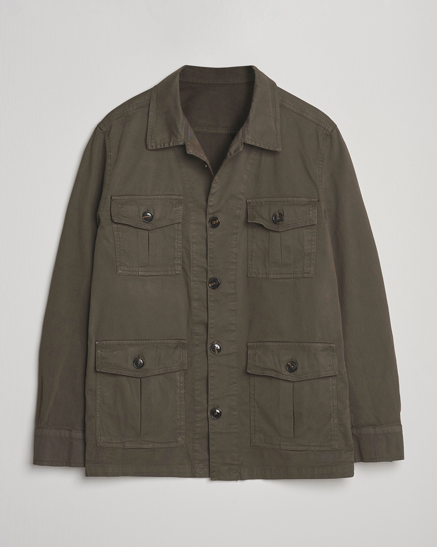 Uomini | Camicie | Oscar Jacobson | Safari Shirt Jacket Olive