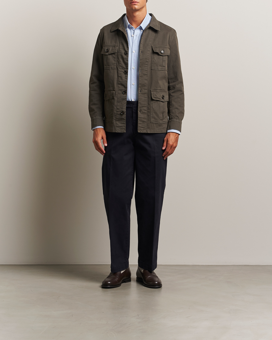 Uomini | Camicie | Oscar Jacobson | Safari Shirt Jacket Olive