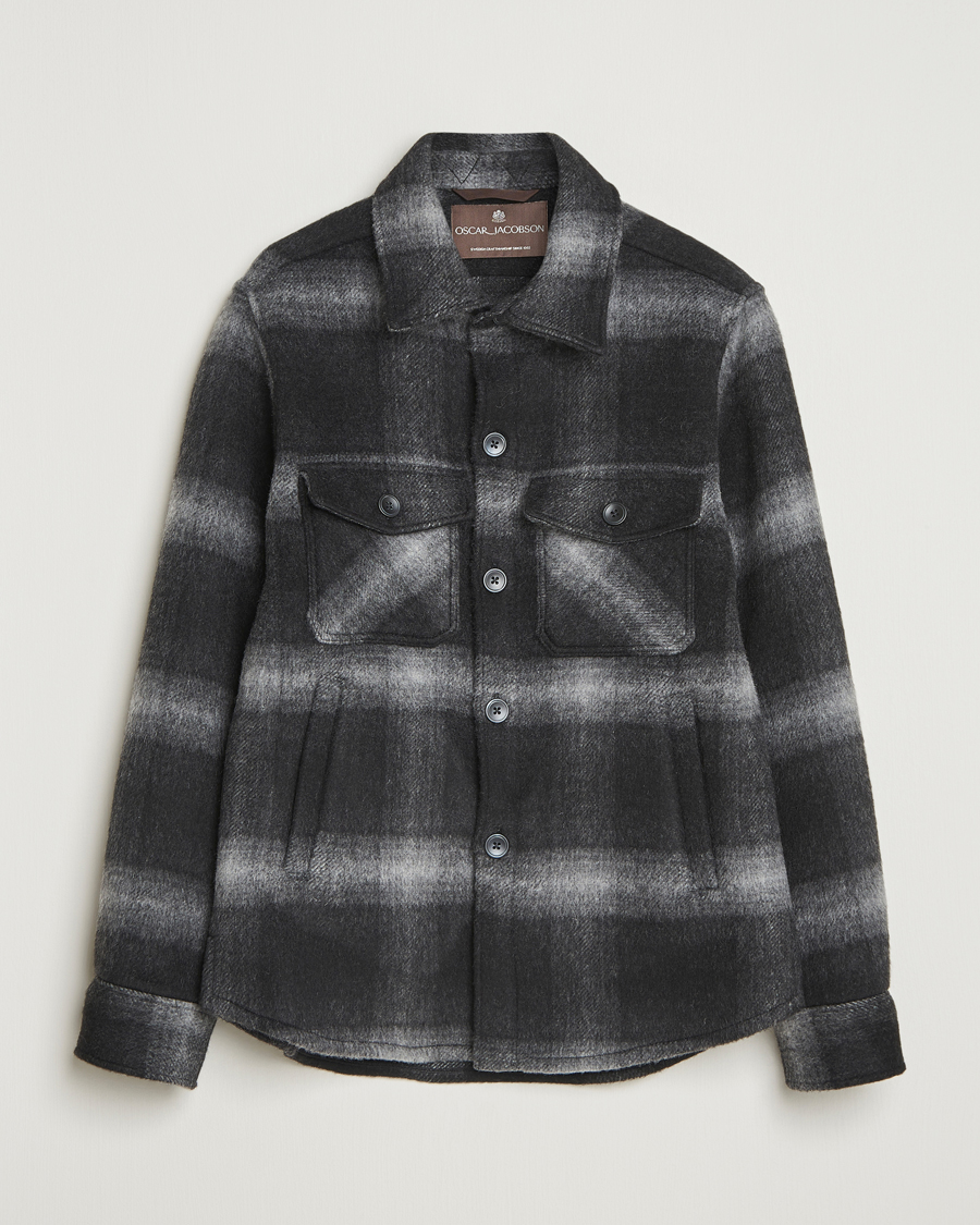 Uomini | Giacche | Oscar Jacobson | Maverick Checked Wool Shirt Jacket Grey