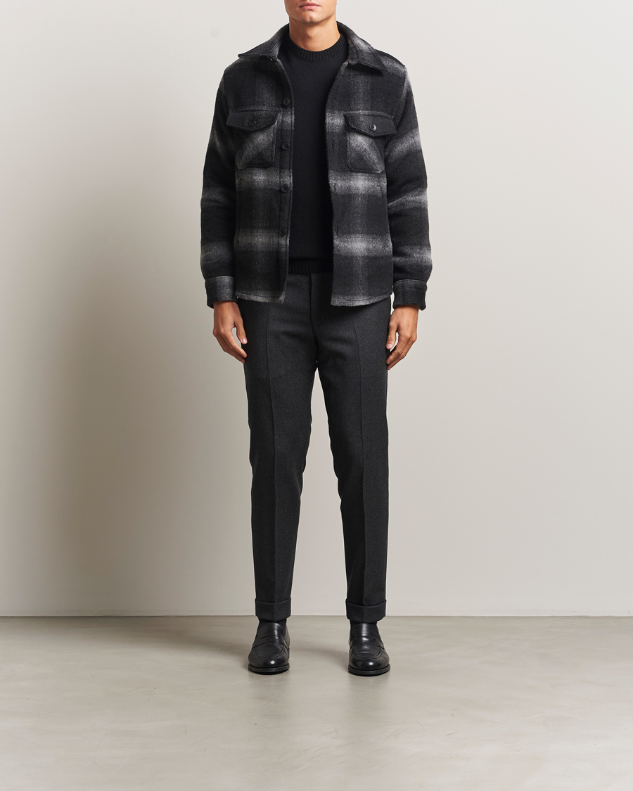 Uomini | Giacche | Oscar Jacobson | Maverick Checked Wool Shirt Jacket Grey