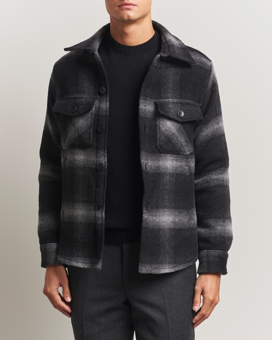 Uomini | Giacche | Oscar Jacobson | Maverick Checked Wool Shirt Jacket Grey