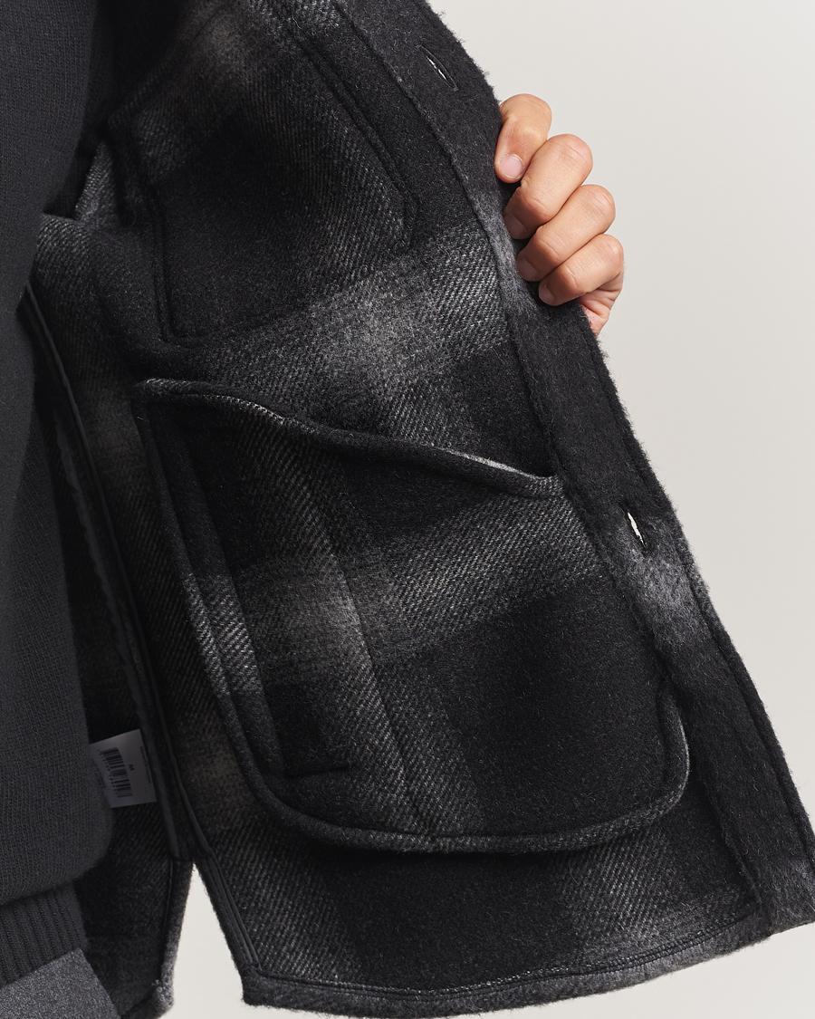 Uomini | Giacche | Oscar Jacobson | Maverick Checked Wool Shirt Jacket Grey