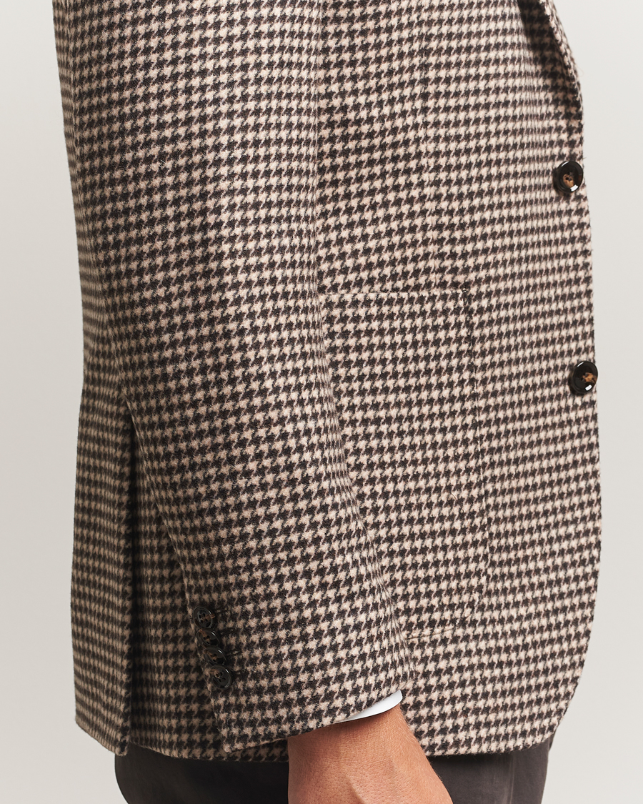 Uomini | Blazers | Oscar Jacobson | Fogerty Houndstooth Wool Blazer Brown