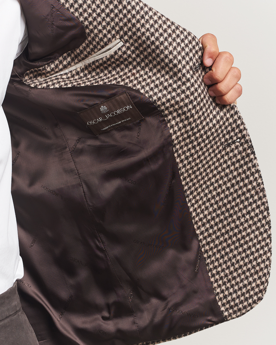 Uomini | Blazers | Oscar Jacobson | Fogerty Houndstooth Wool Blazer Brown