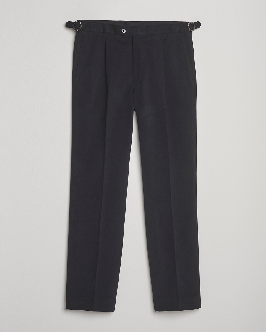 Uomini | Pantaloni | Oscar Jacobson | Delon Brushed Cotton Trousers Black