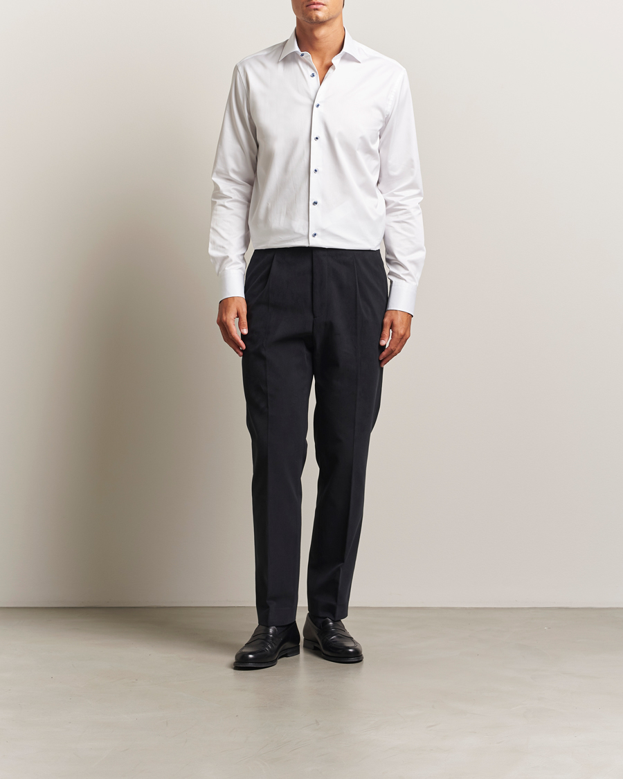 Uomini | Pantaloni | Oscar Jacobson | Delon Brushed Cotton Trousers Black