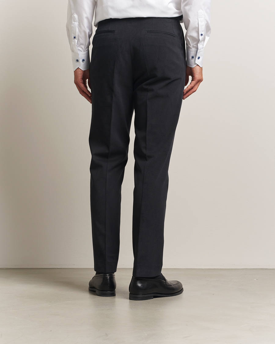 Uomini | Pantaloni | Oscar Jacobson | Delon Brushed Cotton Trousers Black