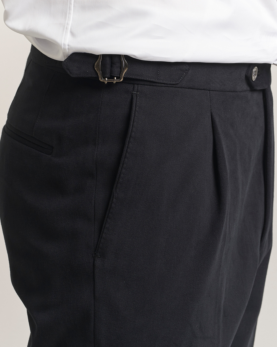 Uomini | Pantaloni | Oscar Jacobson | Delon Brushed Cotton Trousers Black