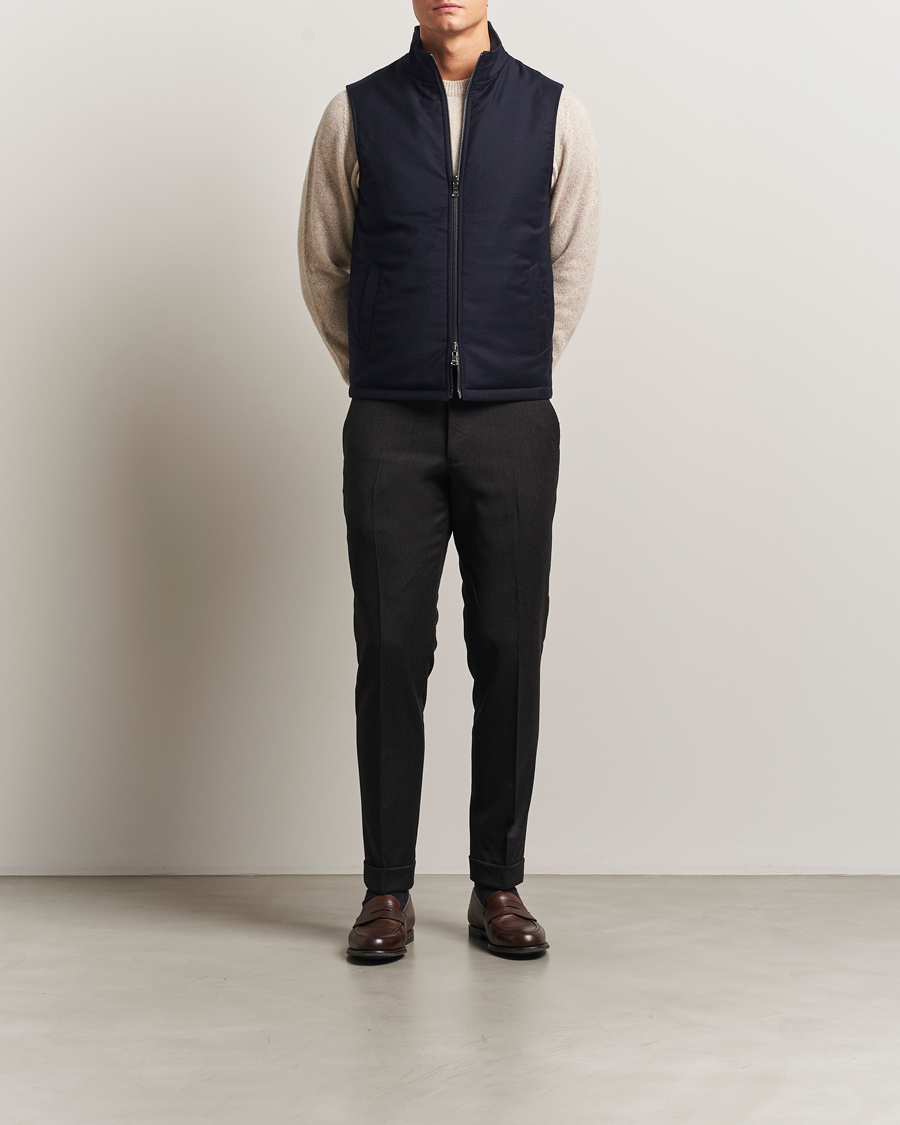 Uomini | Pantaloni | Oscar Jacobson | Dandy Turn Up Flannel Trousers Dark Brown