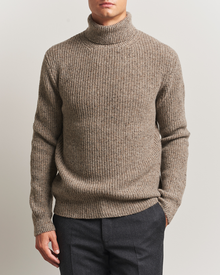 Uomini | Maglieria | Oscar Jacobson | Mika Heavy Merino Rollneck Beige