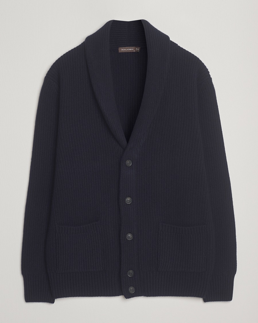 Uomini | Maglieria | Oscar Jacobson | Roland Wool Cardigan Navy