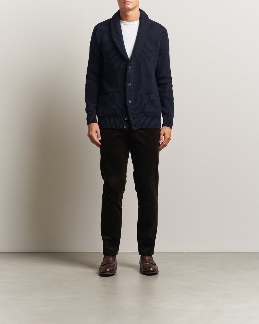 Uomini | Maglieria | Oscar Jacobson | Roland Wool Cardigan Navy