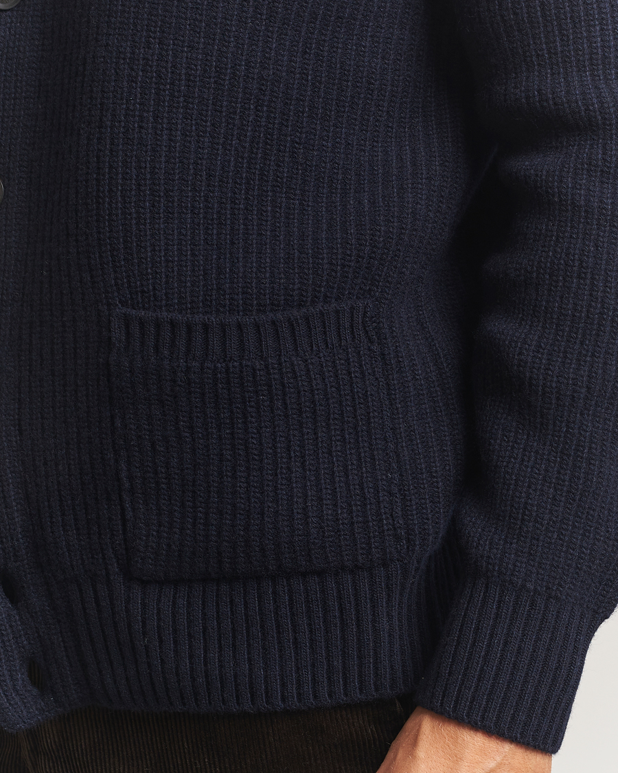 Uomini | Maglieria | Oscar Jacobson | Roland Wool Cardigan Navy