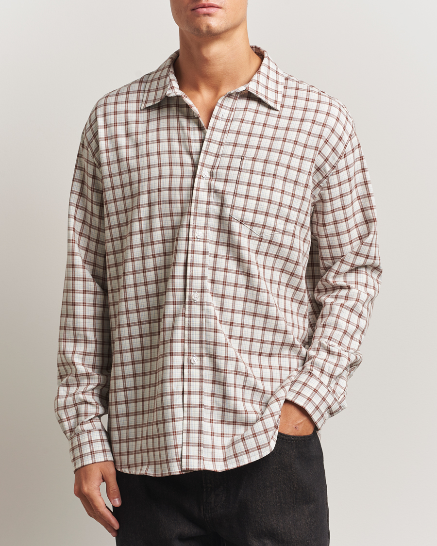 Uomini | Camicie | Palmes | Cotton/Merino Shirt White/Brown