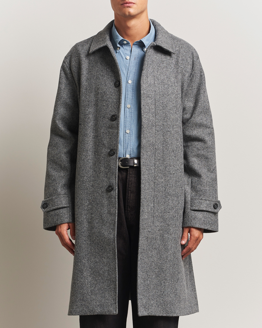 Uomini | Giacche | Palmes | Herringbone Wool Coat Charcoal