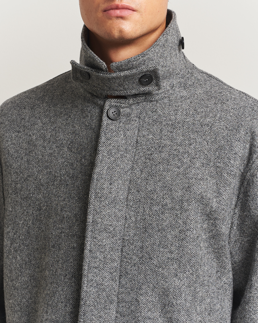 Uomini | Giacche | Palmes | Herringbone Wool Coat Charcoal