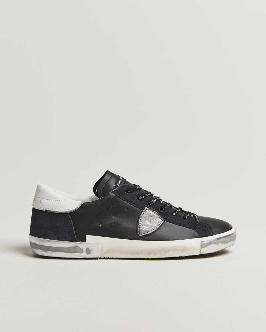 Uomini | Sneakers | Philippe Model | Prsx Low Top Leather Sneakers Black/Silver