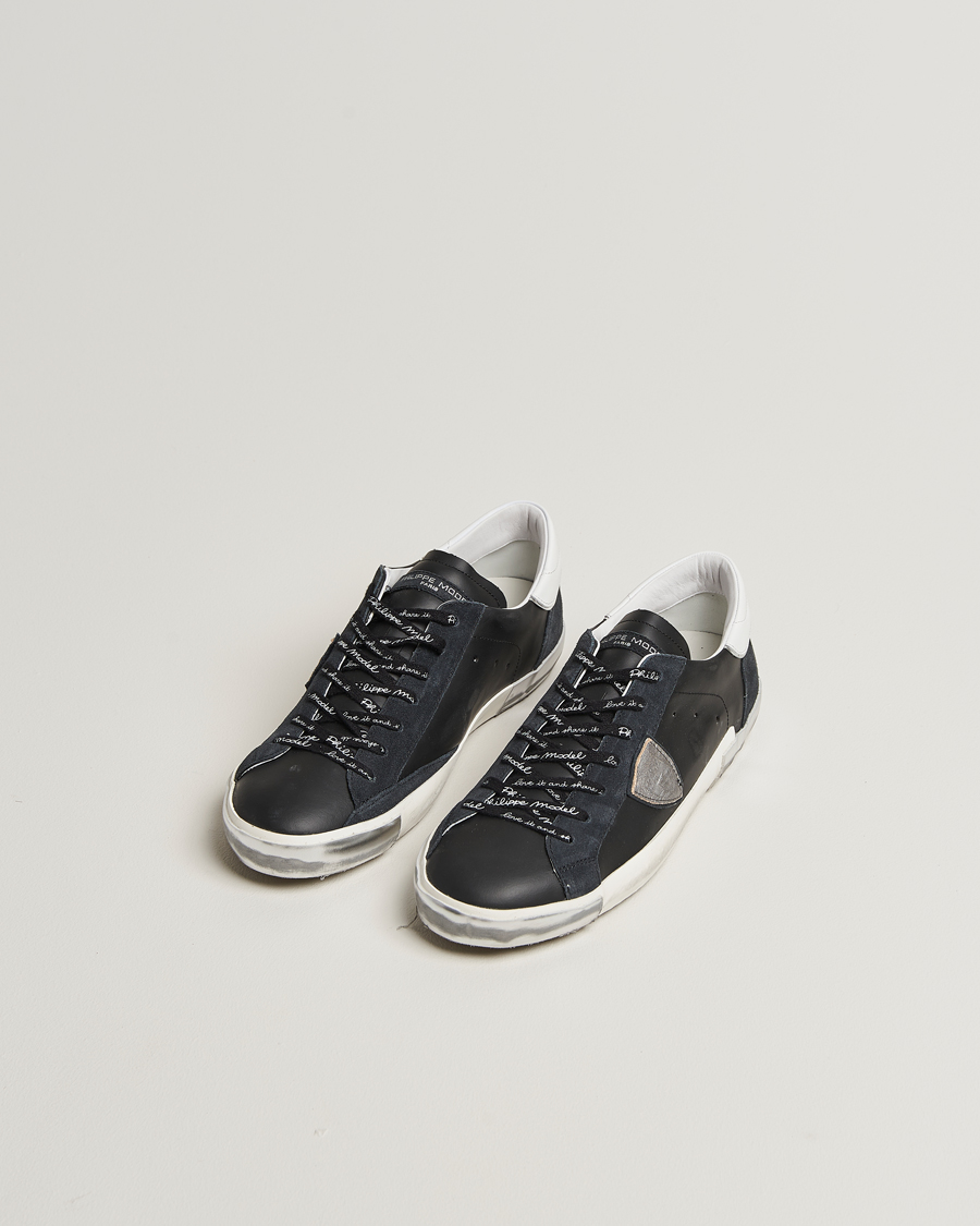 Uomini | Sneakers | Philippe Model | Prsx Low Top Leather Sneakers Black/Silver