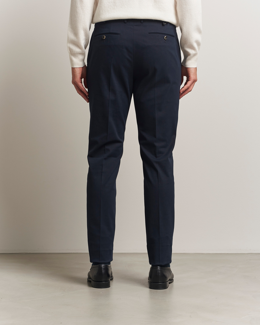 Uomini | Pantaloni | PT01 | Slim Fit Pleated Cotton/Cashmere Trousers Navy