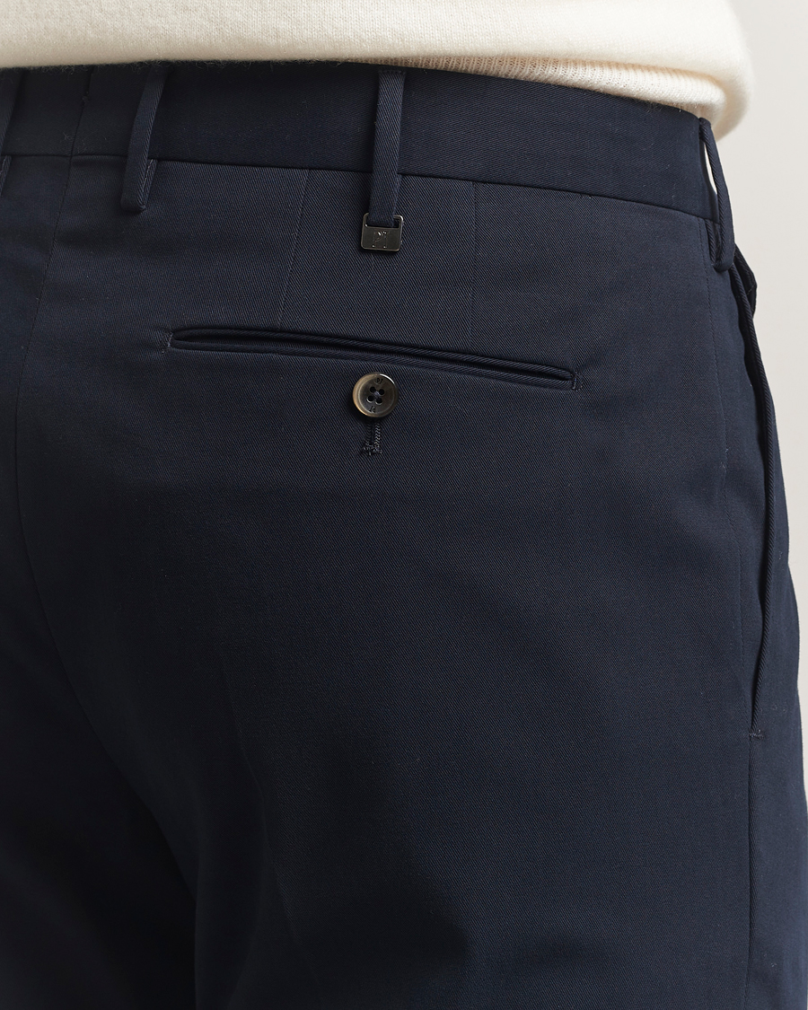 Uomini | Pantaloni | PT01 | Slim Fit Pleated Cotton/Cashmere Trousers Navy