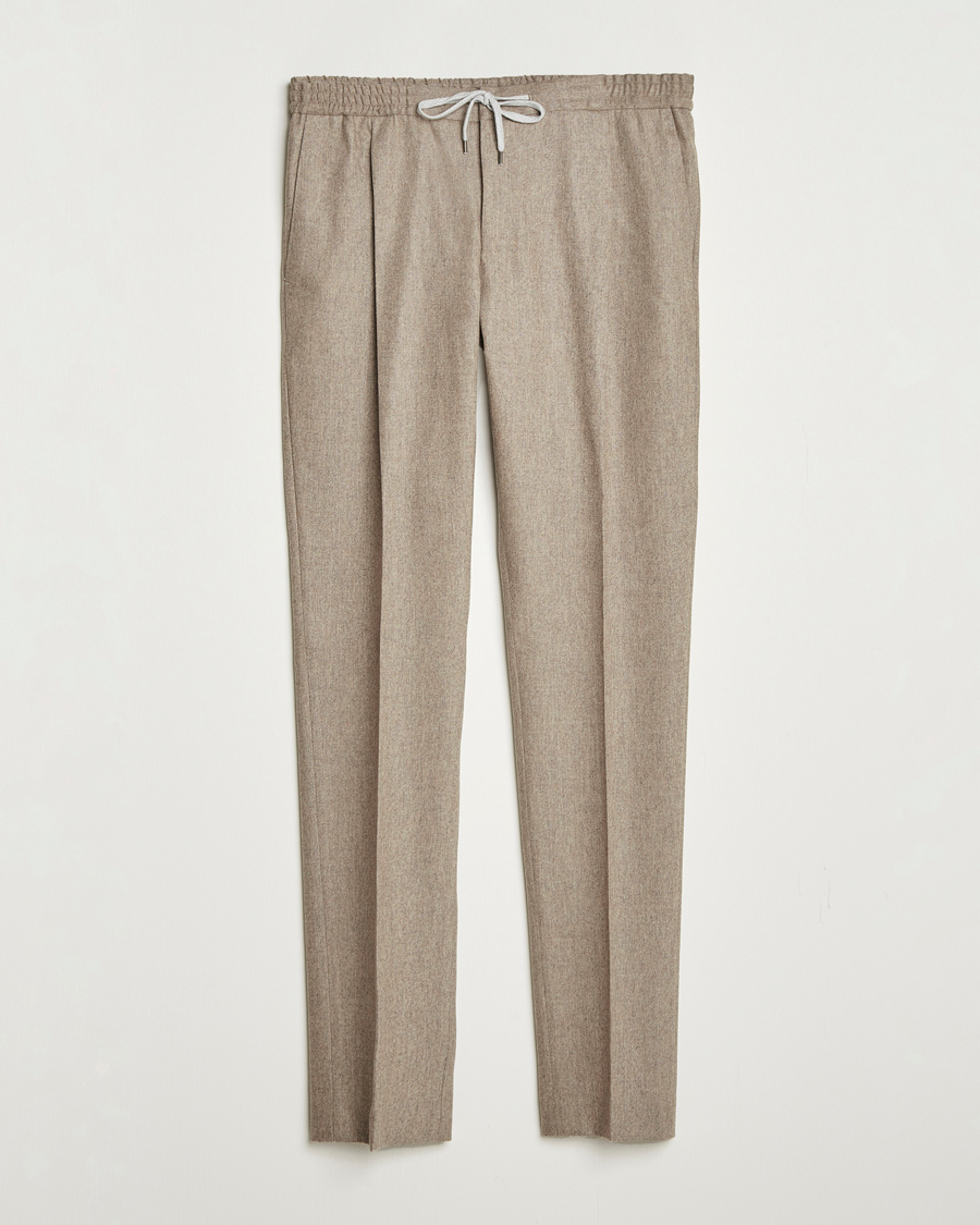 Uomini | Pantaloni | PT01 | Slim Fit Wool/Cashmere Drawstring Trousers Beige