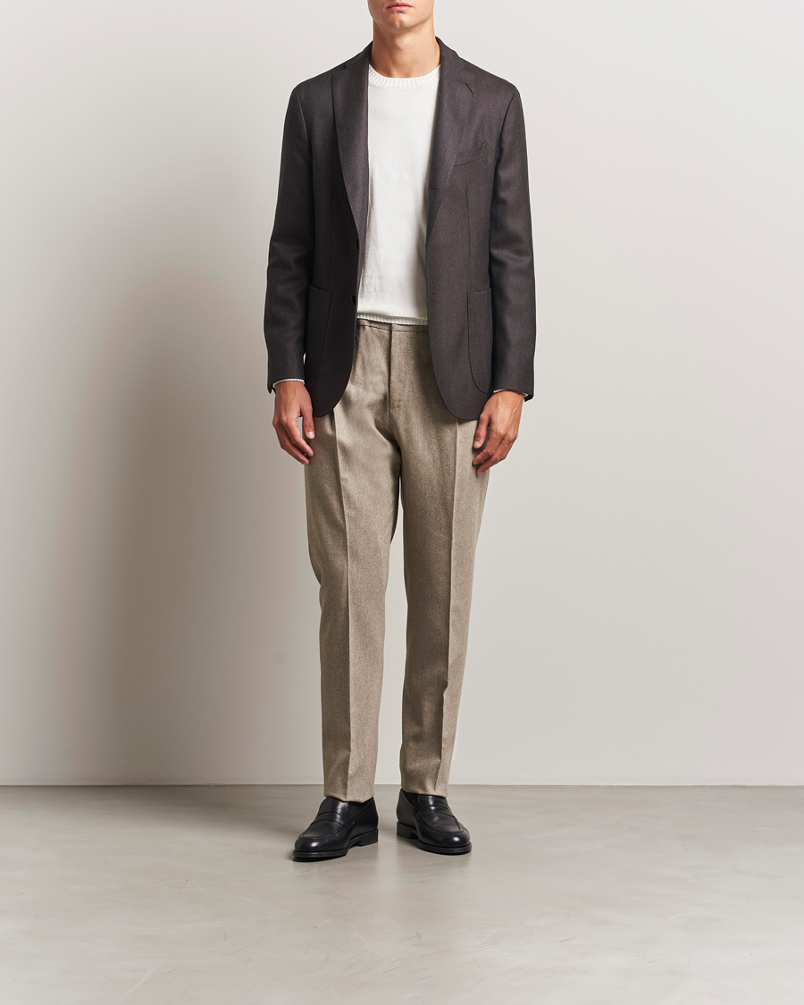 Uomini | Pantaloni | PT01 | Slim Fit Wool/Cashmere Drawstring Trousers Beige