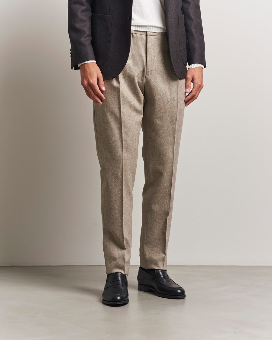 Uomini | Pantaloni | PT01 | Slim Fit Wool/Cashmere Drawstring Trousers Beige